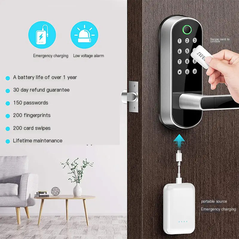 Cerradura de puerta inteligente con entrada sin llave y acceso remoto