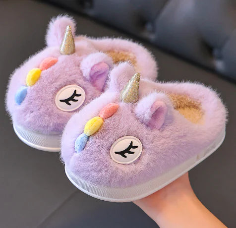 Zapatillas de algodón para niños - Diseño de unicornio cálido (un par)