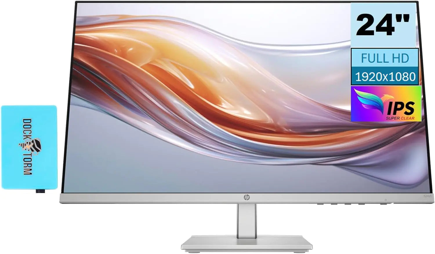 Monitor HP Serie 5 524sh (Reemplaza a M24h) Pantalla IPS FHD de 24" 300 Nits con Expansor de Puertos USB Docztorm 1x HDMI 1x VGA Sin Parpadeos Ajuste de Inclinación de -5 a +25 Grados Negro/Plata (Modelo más reciente 2024)