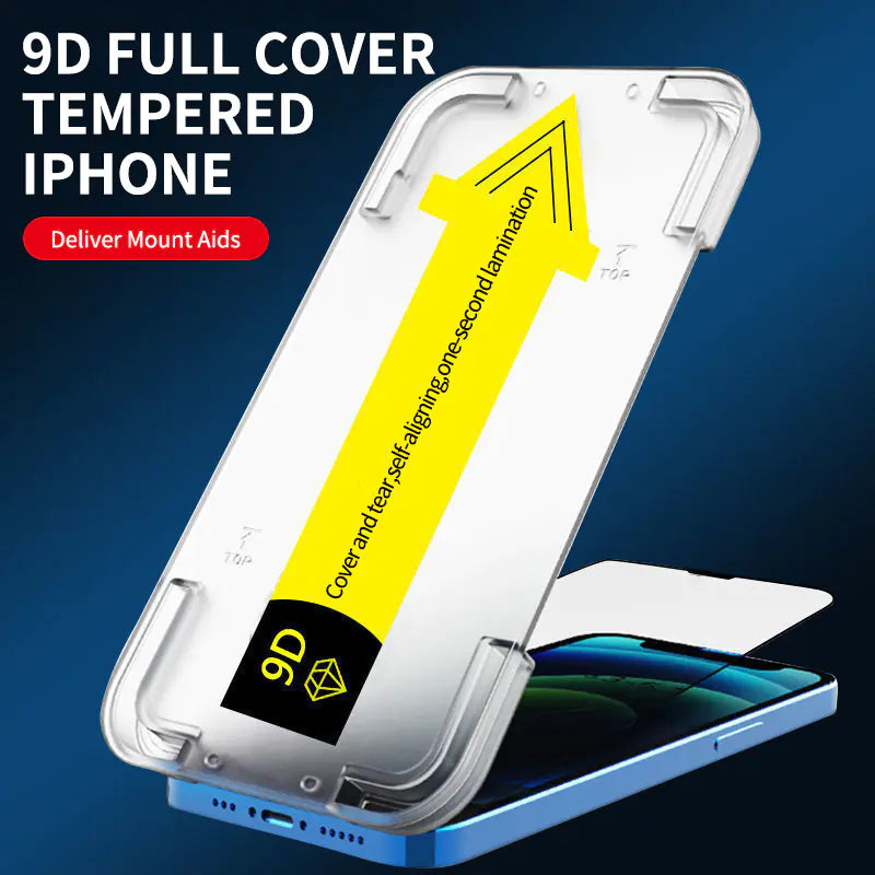 Protector de pantalla de vidrio templado de cubierta completa 9D para iPhone