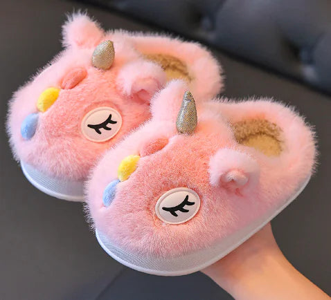 Zapatillas de algodón para niños - Diseño de unicornio cálido (un par)