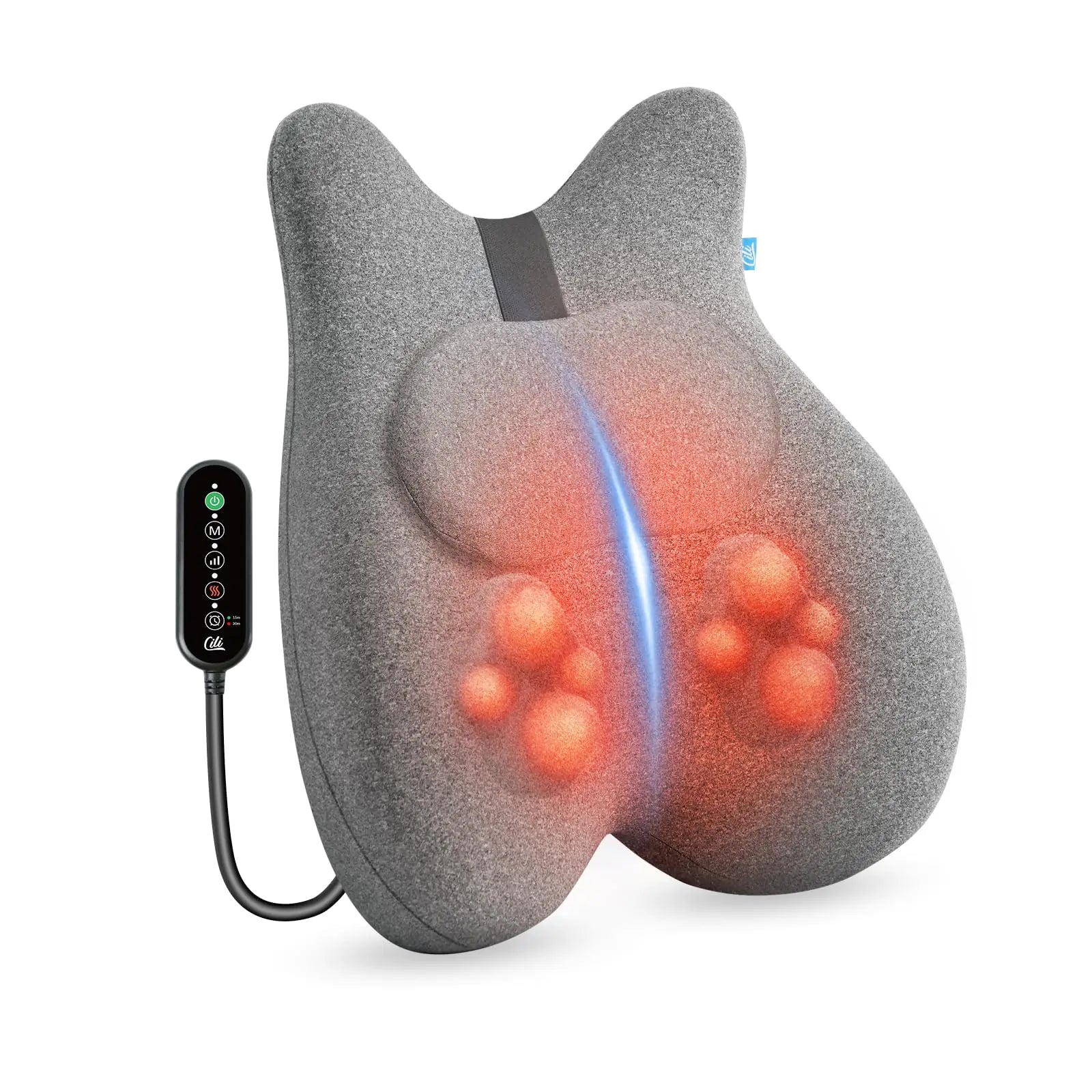 CILI Shiatsu Masajeador de espalda con espuma viscoelástica de calor Silla Masajeador de espalda Almohada para silla de oficina Masaje Almohada de soporte lumbar Regalos para mamá/papá