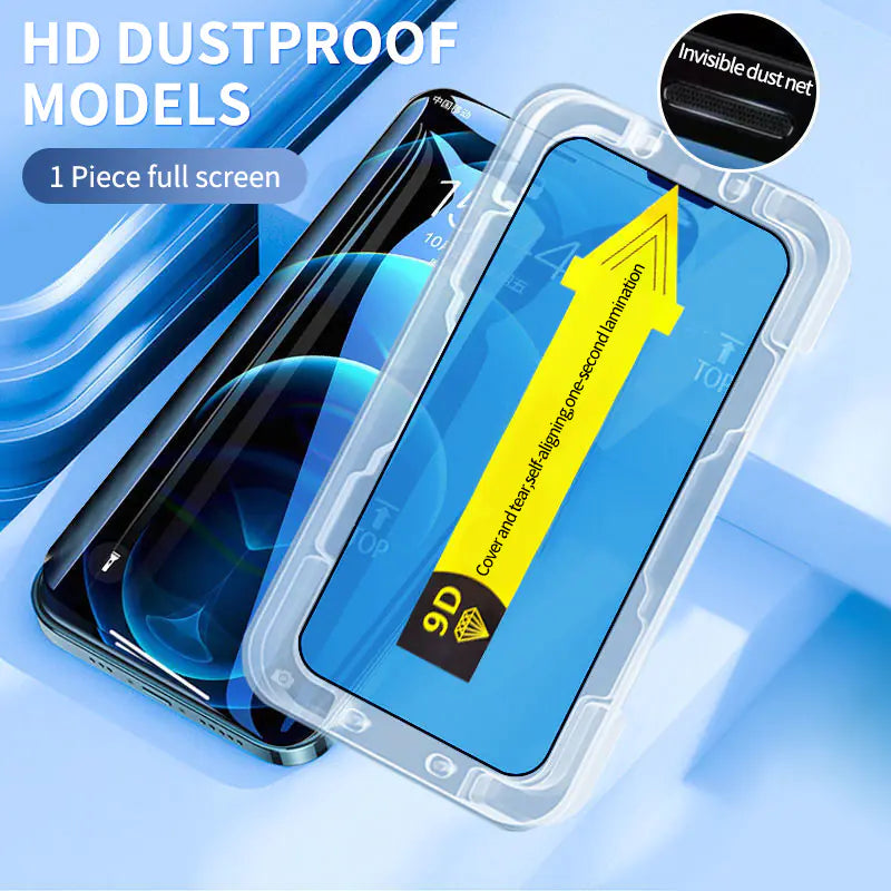 Protector de pantalla de vidrio templado de cubierta completa 9D para iPhone