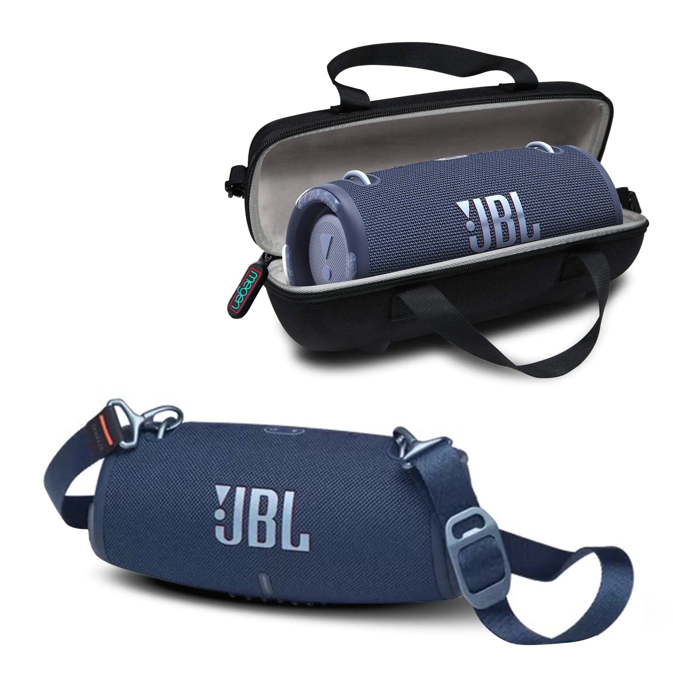 Altavoz Bluetooth portátil JBL Xtreme 3 - Sonido potente y graves profundos - Resistente al agua IP67 - Empareja con varios altavoces - Paquete de altavoces inalámbricos con funda protectora rígida Megen (azul)