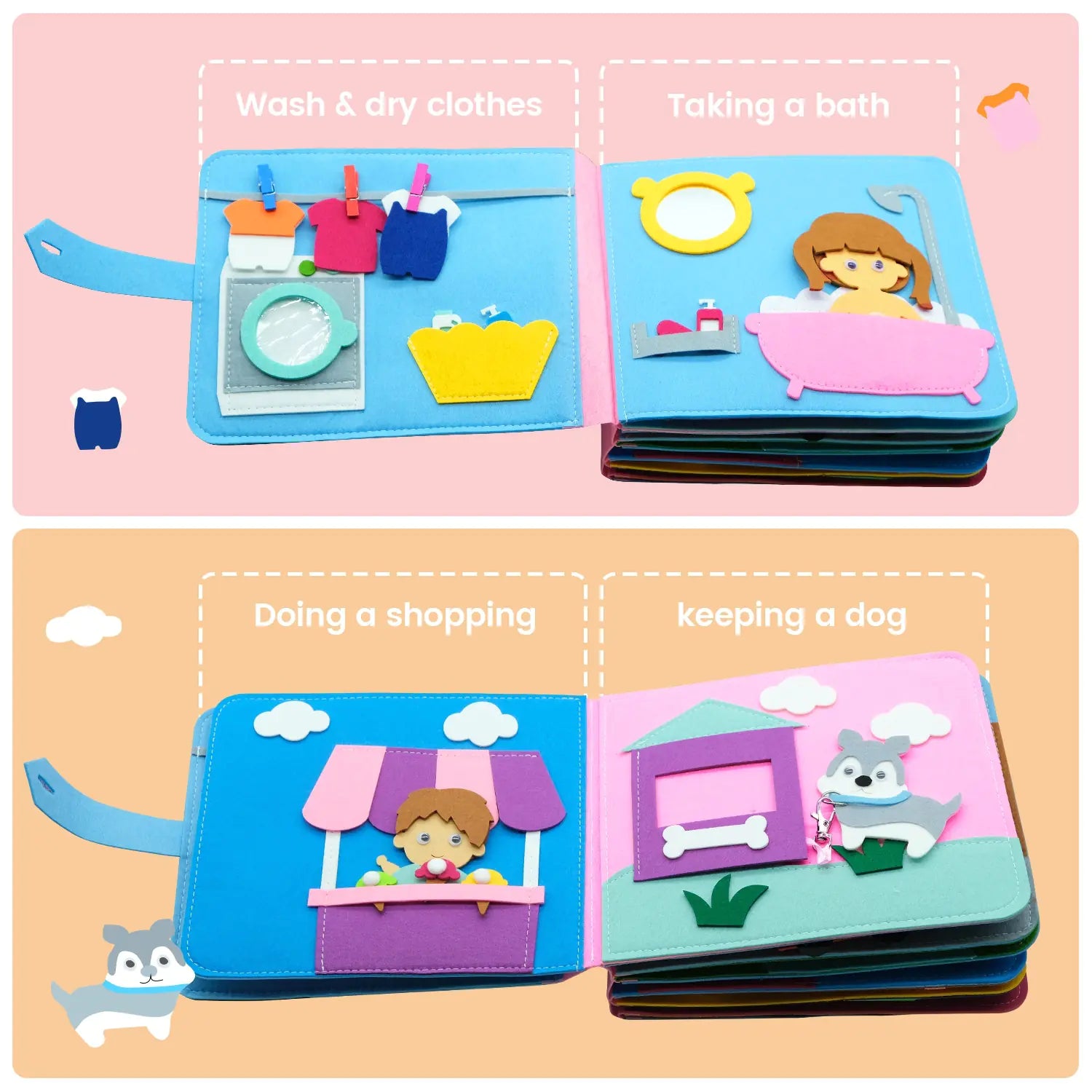 Libro de fieltro para la educación temprana y el aprendizaje Montessori